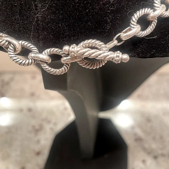 Sterling Silver 18”, wide link chain w citrine pendant. EUC. As is. See images - Picture 7 of 14